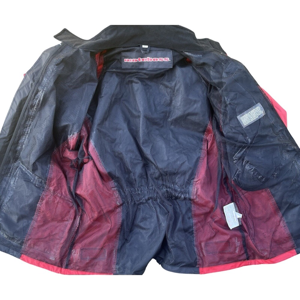 Motoboss Motorcycle Men's Packable Waterproof‎ Jacket Large Black Red Packable - Picture 7 of 11
